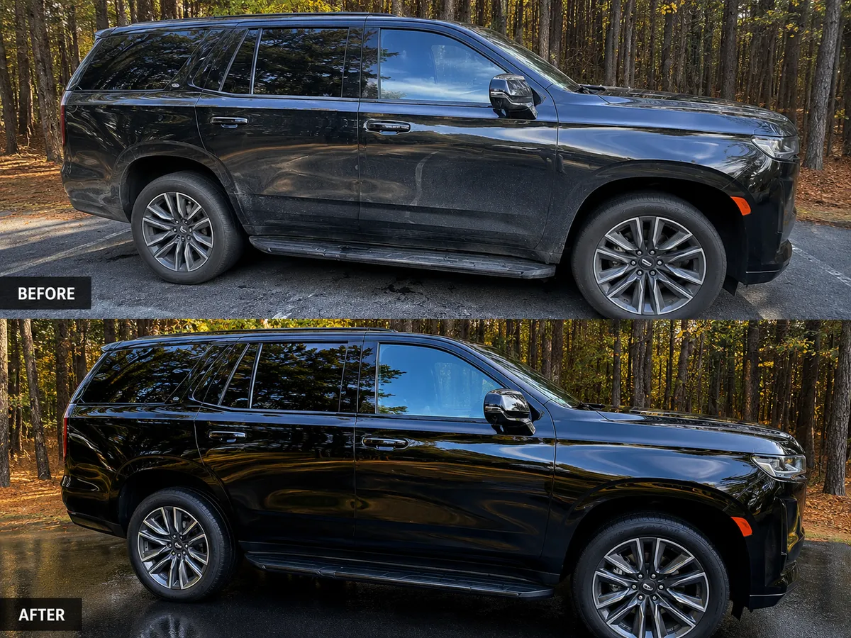 Full Detail Before & After — Black SUV